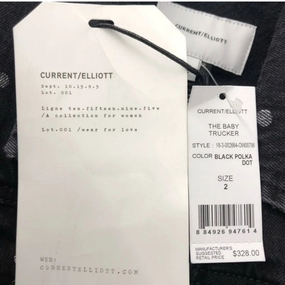 Current/Elliot Black Polka Dot Denim Trucker Jacket Womens Sz 2 Cotton - Picture 8 of 8